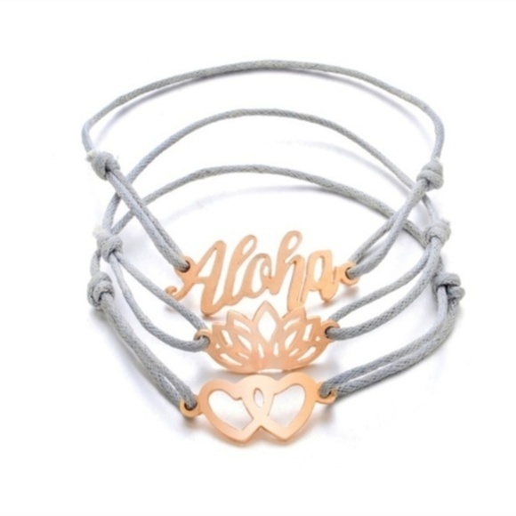 3 Piece Aloha Heart Lotus Bracelets - Picture 2 of 2